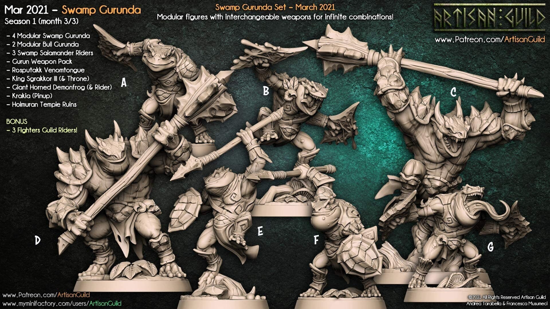 Swamp Gurunda - Tabletop miniature - Fantasy - 32mm - D&D Resin Miniature - Artisan Guild DnD