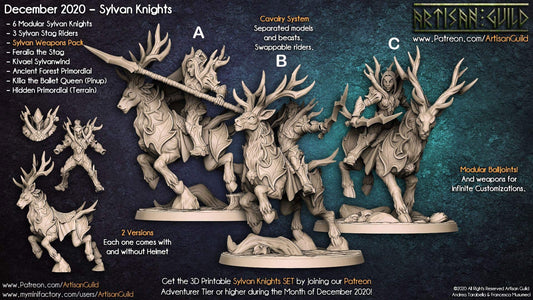 Stag Riders - Tabletop  miniature - Fantasy - 32mm - D&D  Resin Miniature - Artisan Guild