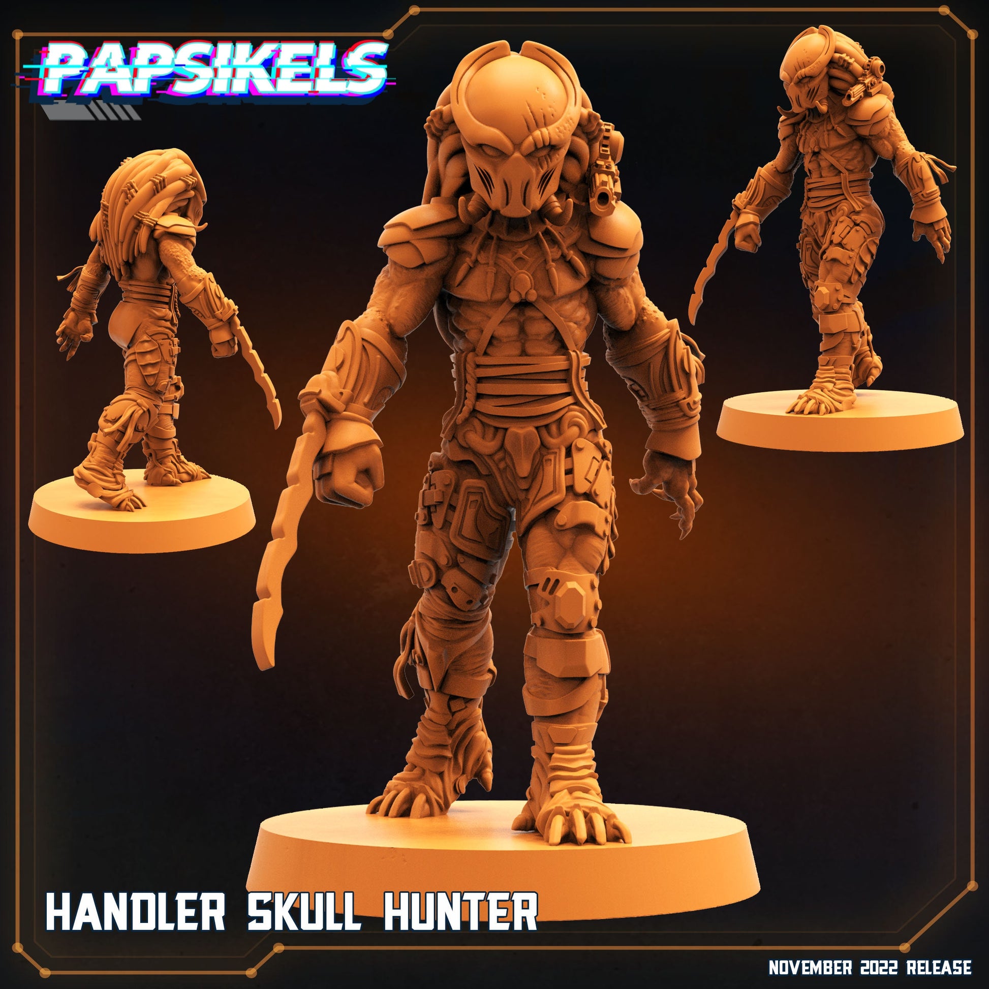 Handler Skull Hunter - Resin Miniature - Tabletop miniature - Fantasy Miniature - 32mm - D&D Sci-fi Miniature - Papsikel