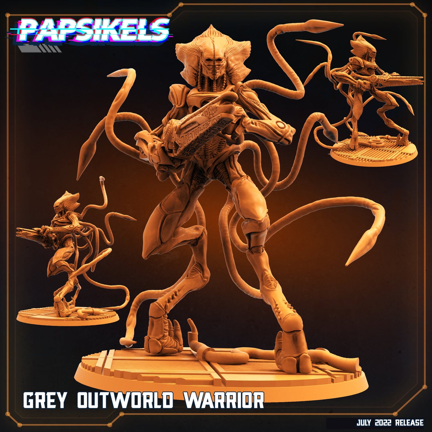 Grey Outworld Warrior - Resin Miniature - Tabletop miniature - Fantasy Miniature - 32mm - D&D Sci-fi Miniature - Papsikel- Papsikel