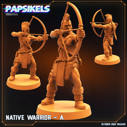 Native Warriors -  Resin Miniature - Tabletop  miniature - Fantasy Miniature - 32mm - D&D -  Sci-fi Miniature - Papsikel