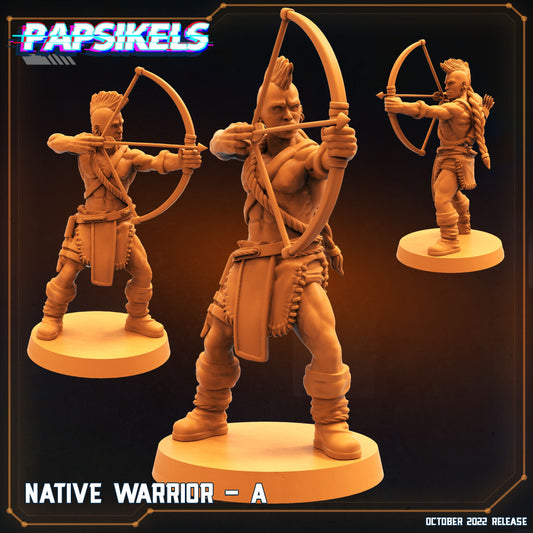 Native Warriors - Resin Miniature - Tabletop miniature - Fantasy Miniature - 32mm - D&D - Sci-fi Miniature - Papsikel