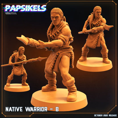 Native Warriors - Resin Miniature - Tabletop miniature - Fantasy Miniature - 32mm - D&D - Sci-fi Miniature - Papsikel