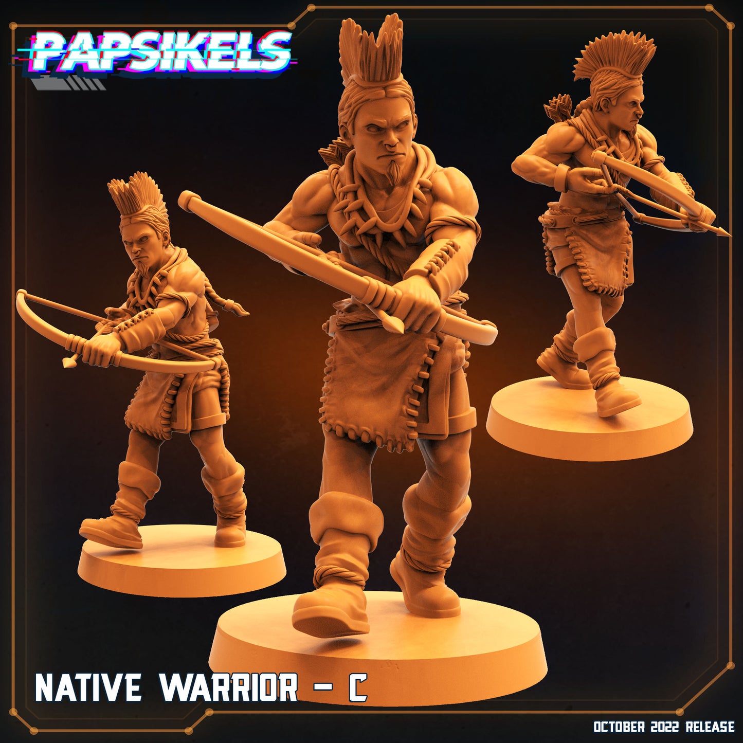 Native Warriors -  Resin Miniature - Tabletop  miniature - Fantasy Miniature - 32mm - D&D -  Sci-fi Miniature - Papsikel