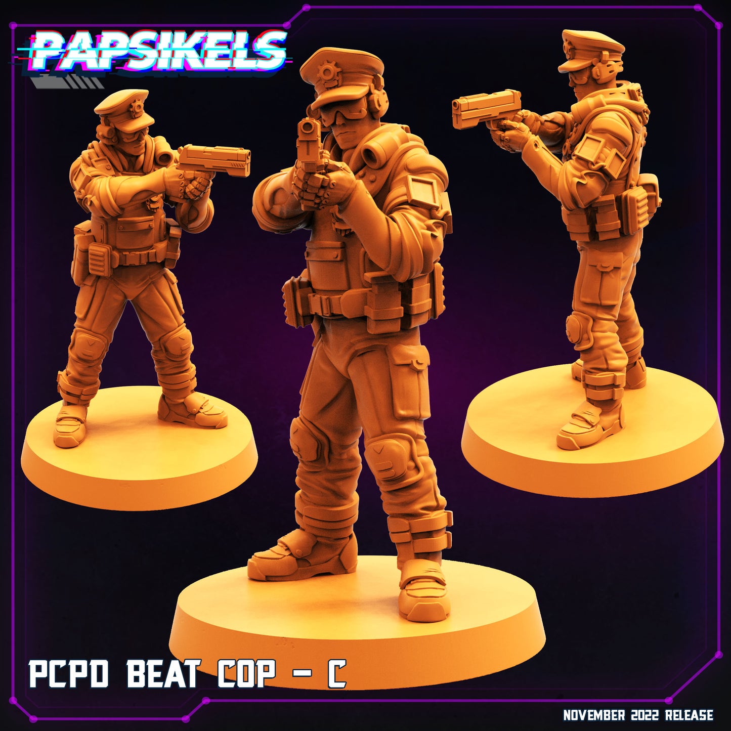 PCPD Beat Cop -  Resin Miniature - Tabletop  miniature - Fantasy Miniature - 32mm - D&D -  Sci-fi Miniature - Papsikel