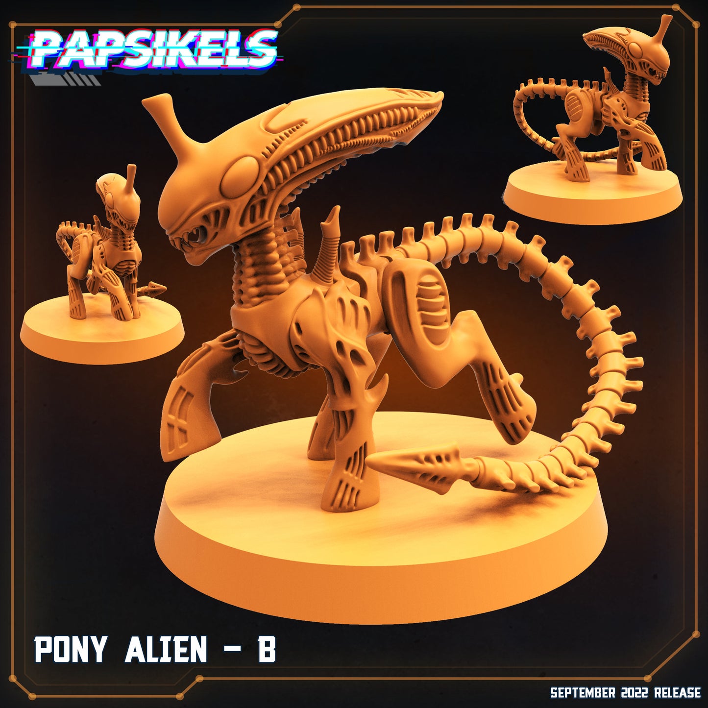 Pony Aliens -  Resin Miniature - Tabletop  miniature - Fantasy Miniature - 32mm - D&D -  Sci-fi Miniature - Papsikel