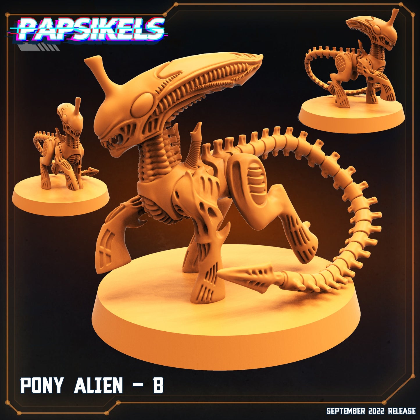 Pony Aliens - Resin Miniature - Tabletop miniature - Fantasy Miniature - 32mm - D&D - Sci-fi Miniature - Papsikel