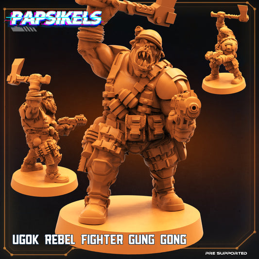 Ugok Rebel Fighter Gung Gong -  Resin Miniature - Tabletop  miniature - Fantasy Miniature - 32mm - D&D -  Sci-fi Miniature - Papsikel