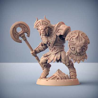 Minocs with Helmet - Tabletop  miniature - Fantasy - 32mm - D&D  Resin Miniature - Artisan Guild