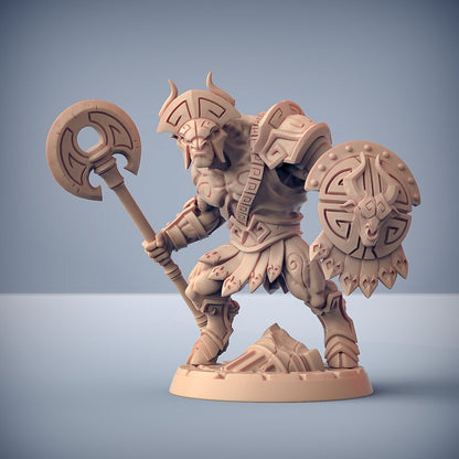Minocs with Helmet - Tabletop  miniature - Fantasy - 32mm - D&D  Resin Miniature - Artisan Guild DnD