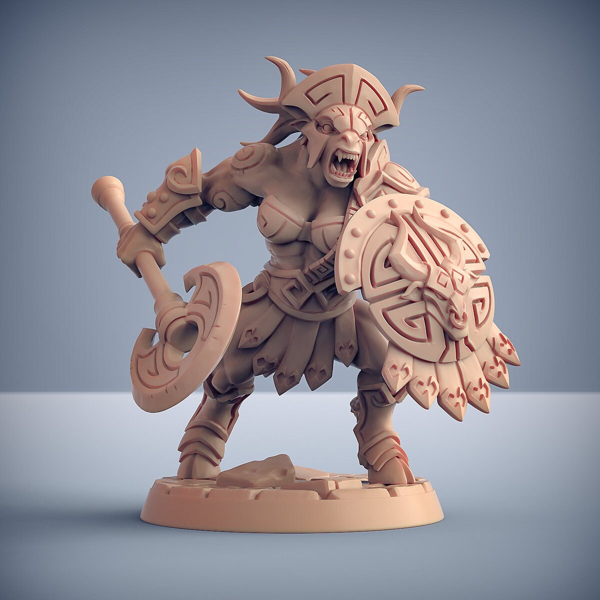 Minocs with Helmet - Tabletop  miniature - Fantasy - 32mm - D&D  Resin Miniature - Artisan Guild DnD