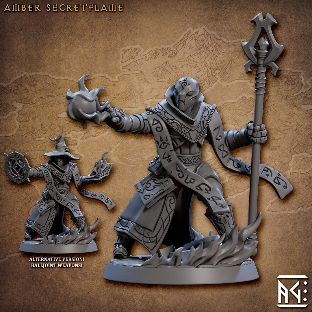 Amber Secretflame - Tabletop  miniature - Fantasy - 32mm - D&D  Resin Miniature - Artisan Guild