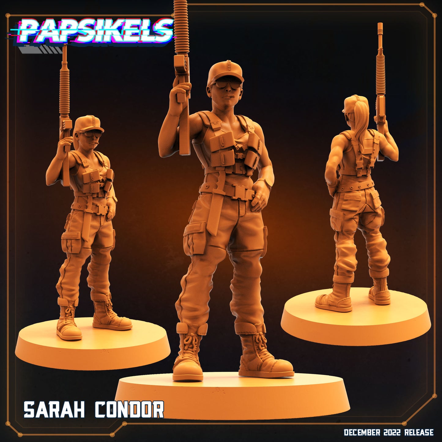 Sarah Condor -  Resin Miniature - Tabletop  miniature - Fantasy Miniature - 32mm - D&D -  Sci-fi Miniature - Papsikel