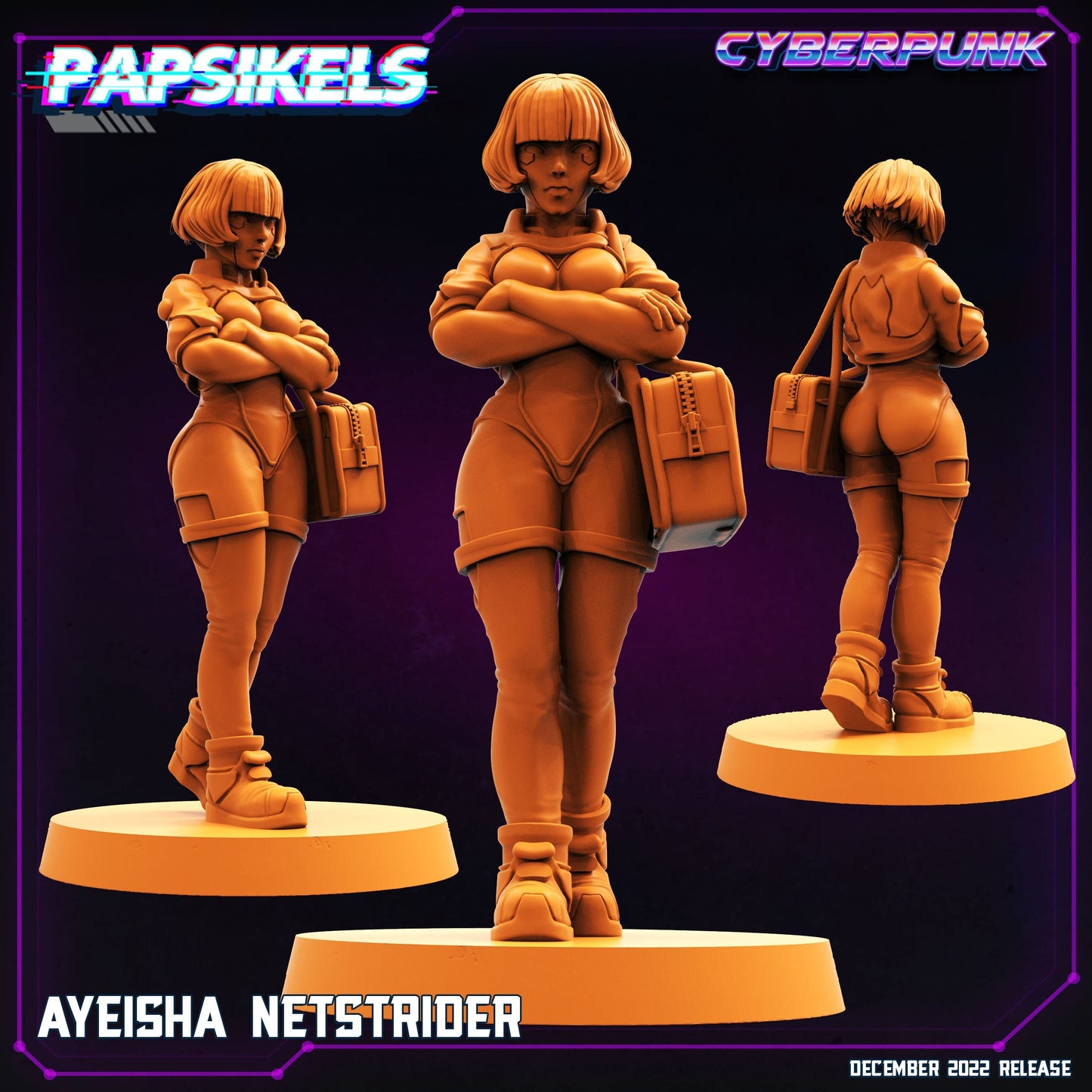 Ayeisha Netstrider -  Resin Miniature - Tabletop  miniature - Fantasy Miniature - 32mm - D&D -  Sci-fi Miniature - Papsikel