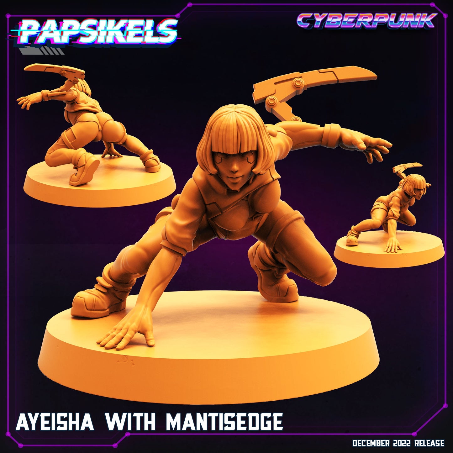 Ayeisha with Mantisedge -  Resin Miniature - Tabletop  miniature - Fantasy Miniature - 32mm - D&D -  Sci-fi Miniature - Papsikel