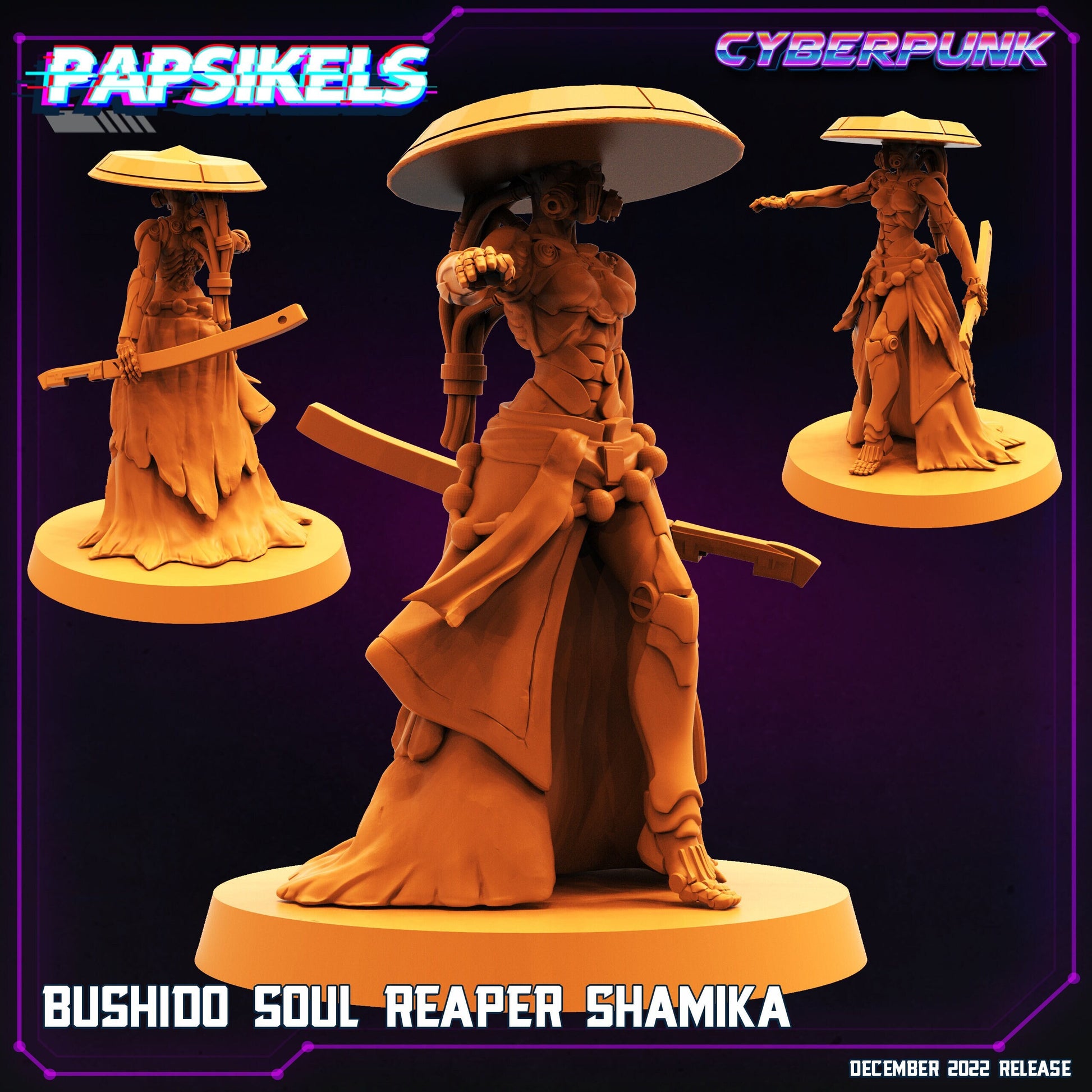 Bushido Shamika - Resin Miniature - Tabletop miniature - Fantasy Miniature - 32mm - D&D - Sci-fi Miniature - Papsikel
