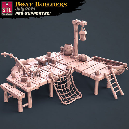 Boat Builder Dock - Tabletop  miniature - Fantasy - 32mm - D&D  Resin Miniature