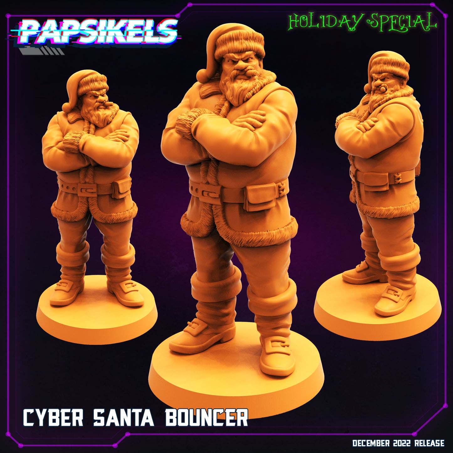 Cyber Santa Bouncer -  Resin Miniature - Tabletop  miniature - Fantasy Miniature - 32mm - D&D Sci-fi Miniature - Papsikel