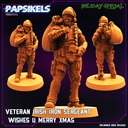 Irish Sergeant Merry Christmas - Resin Miniature - Tabletop miniature - Fantasy Miniature - 32mm - D&D Sci-fi Miniature - Papsikel