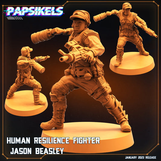 Fighter Jeason Beasley -  Resin Miniature - Tabletop  miniature - Fantasy Miniature - 32mm - D&D -  Sci-fi Miniature- Papsikel