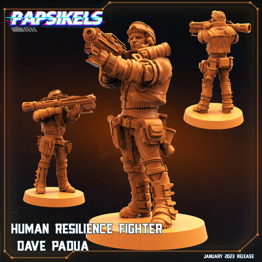 Fighter Dave Padua -  Resin Miniature - Tabletop  miniature - Fantasy Miniature - 32mm - D&D -  Sci-fi Miniature- Papsikel