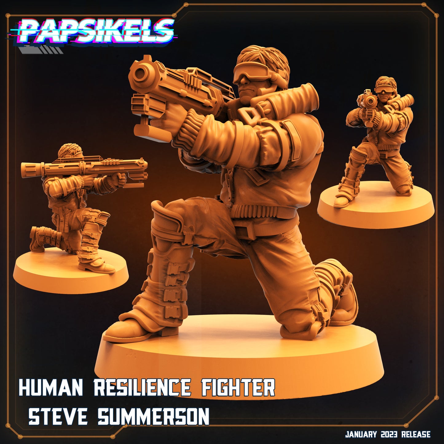 Fighter Steve Summerson -  Resin Miniature - Tabletop  miniature - Fantasy Miniature - 32mm - D&D -  Sci-fi Miniature- Papsikel