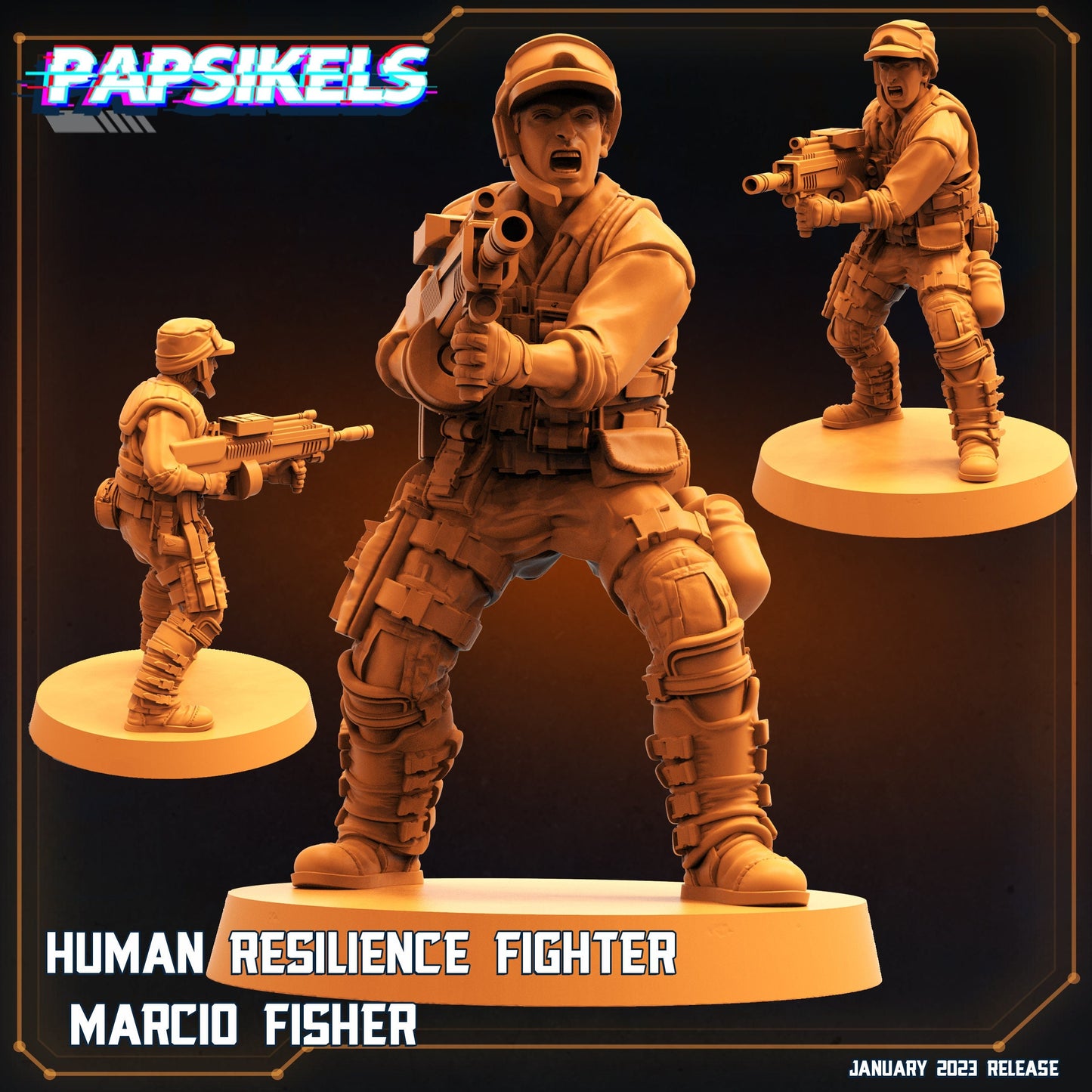 Fighter Marcio Fisher -  Resin Miniature - Tabletop  miniature - Fantasy Miniature - 32mm - D&D -  Sci-fi Miniature - Papsikel