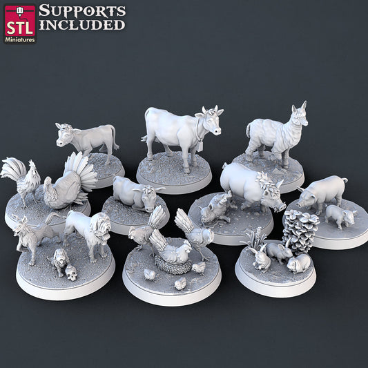 Farm Animals - Tabletop  miniature - Fantasy - 32mm - D&D  Resin Miniature