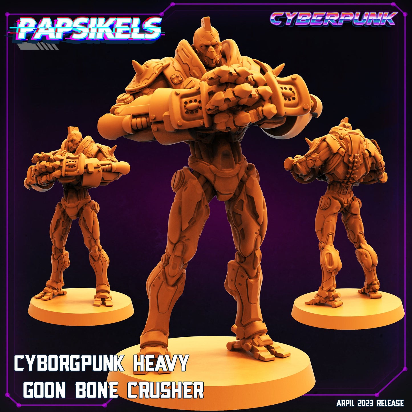 Cyborgpunk Heavy -  Resin Miniature - Tabletop  miniature - Fantasy Miniature - 32mm - D&D -  Sci-fi Miniature - Papsikel