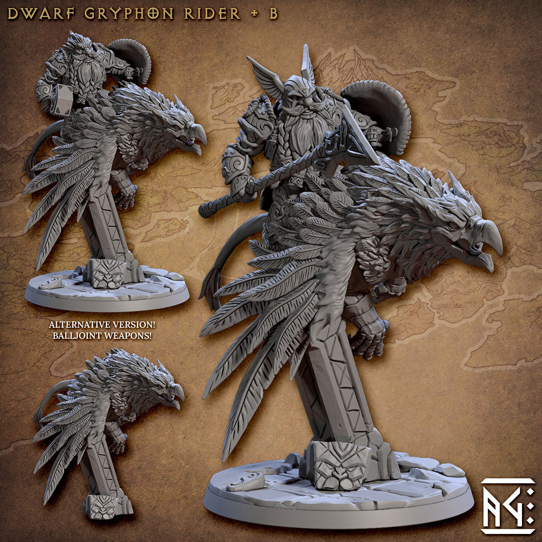 Dwarf Gryphon - Tabletop  miniature - Fantasy - 32mm - D&D  Resin Miniature - Artisan Guild