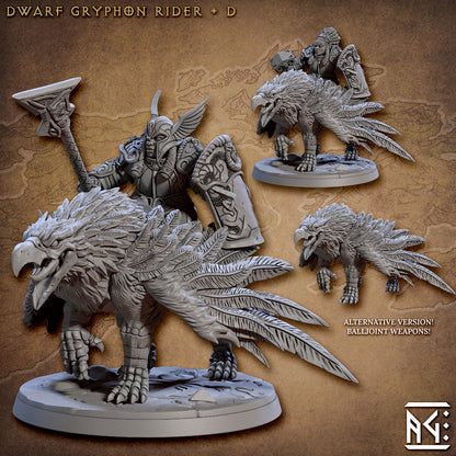 Dwarf Gryphon - Tabletop  miniature - Fantasy - 32mm - D&D  Resin Miniature - Artisan Guild