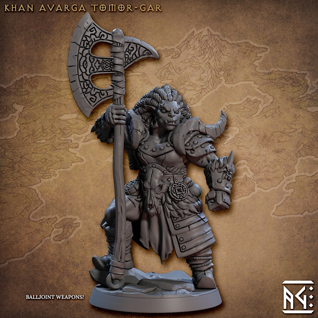 Khan Avarga - Tabletop  miniature - Fantasy - 32mm - D&D  Resin Miniature - Artisan Guild