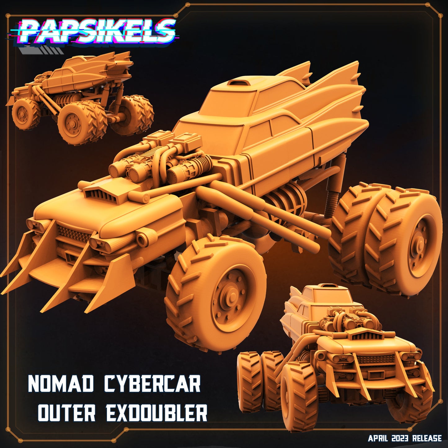 Nomad Cybercar Outer -  Resin Miniature - Tabletop  miniature - Fantasy Miniature - 32mm - D&D -  Sci-fi Miniature - Papsikel- Papsikel