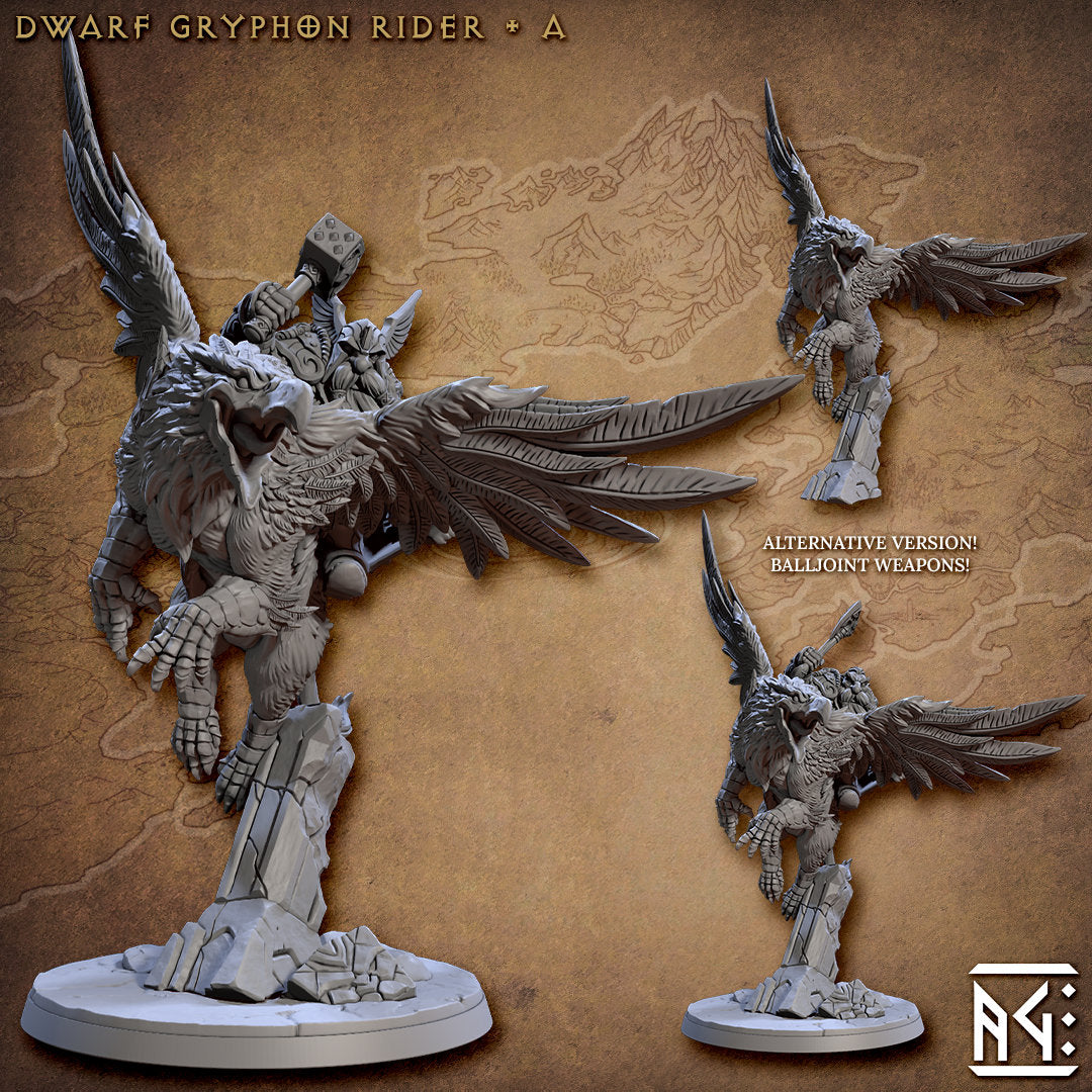 Dwarf Gryphon - Tabletop  miniature - Fantasy - 32mm - D&D  Resin Miniature - Artisan Guild