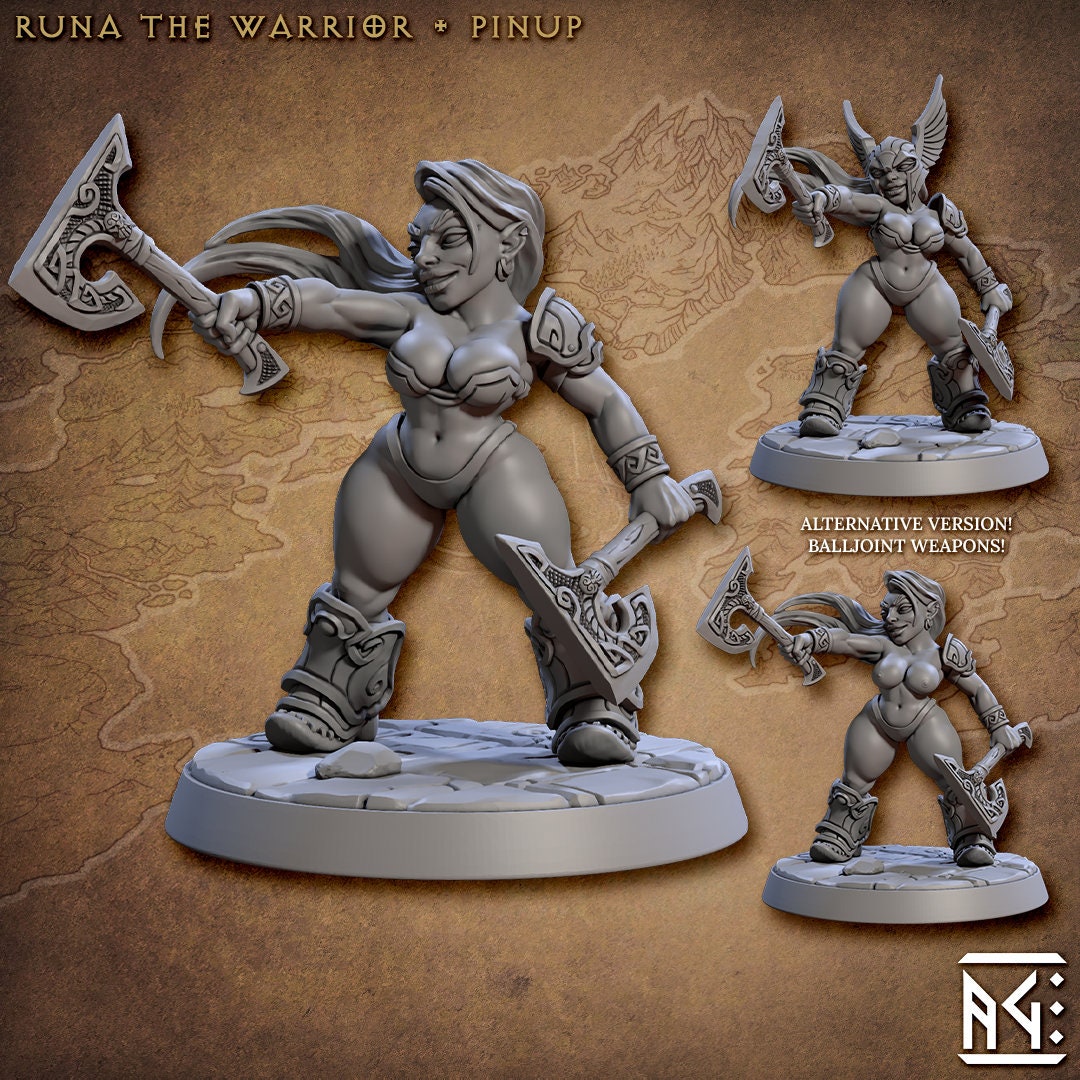 Runa the Warrior - Tabletop  miniature - Fantasy - 32mm - D&D  Resin Miniature - Artisan Guild DnD