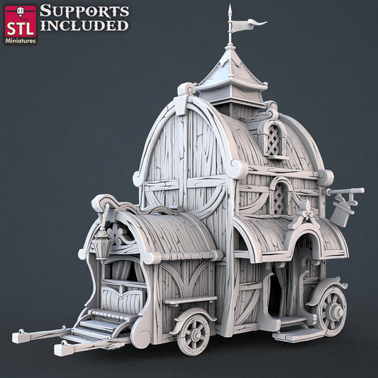 Carnival Magician Wagon  - Tabletop  miniature - Fantasy - 32mm - D&D  Resin Miniature