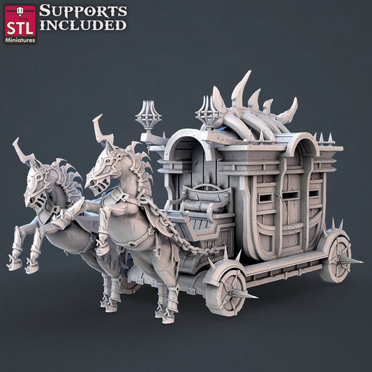 Dragon Hunters Wagon   - Tabletop  miniature - Fantasy - 32mm - D&D  Resin Miniature