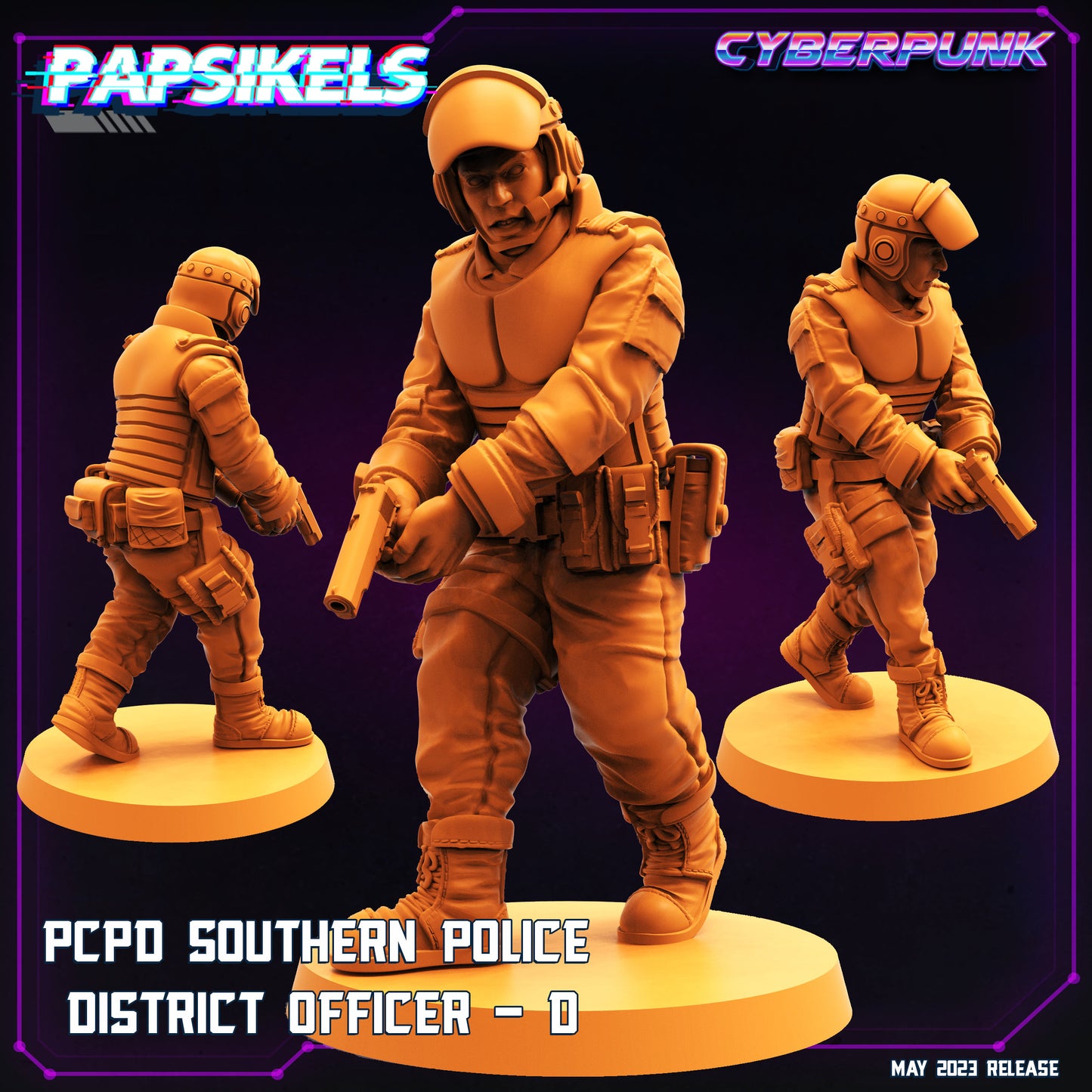 PCPD Police Officer -  Resin Miniature - Tabletop  miniature - Fantasy Miniature - 32mm - D&D -  Sci-fi Miniature - Papsikel