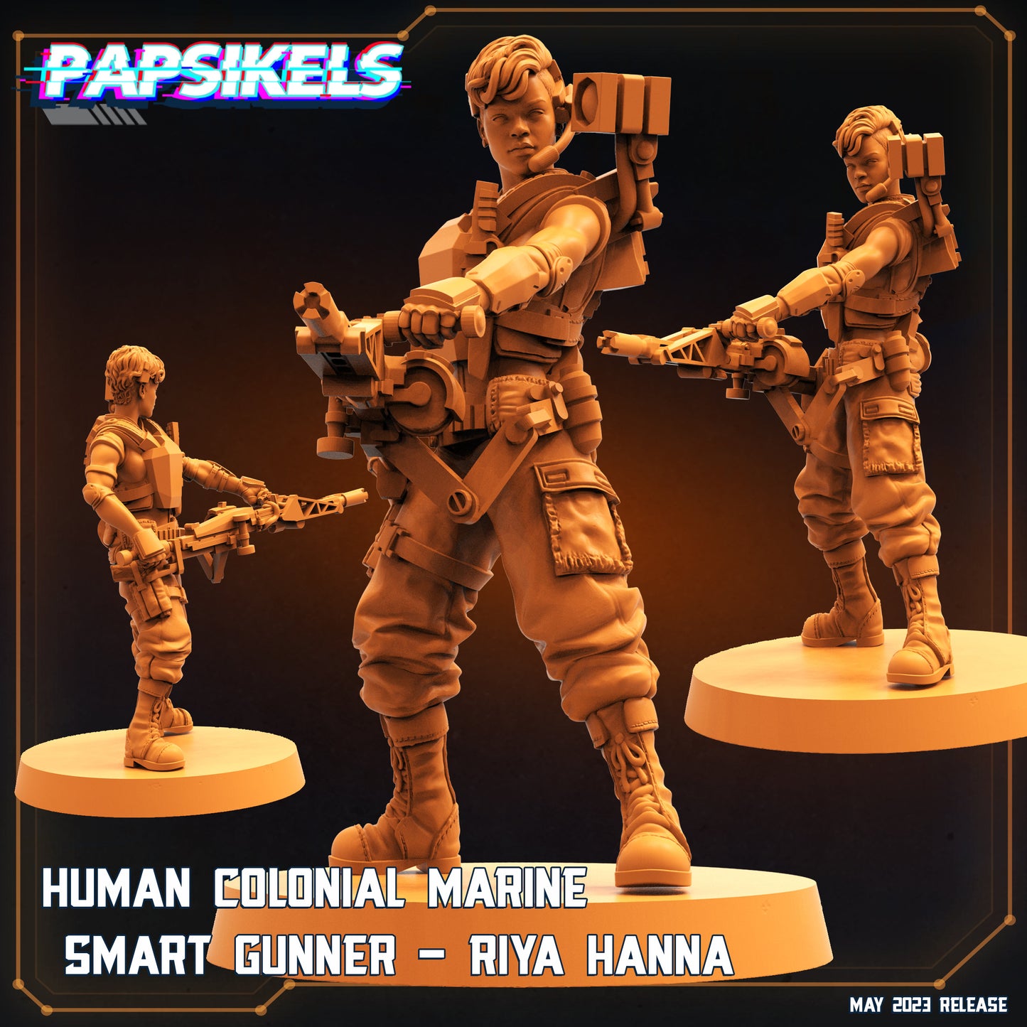 Colonial Marine Riya Hanna  -  Resin Miniature - Tabletop  miniature - Fantasy Miniature - 32mm - D&D -  Sci-fi Miniature - Papsikel