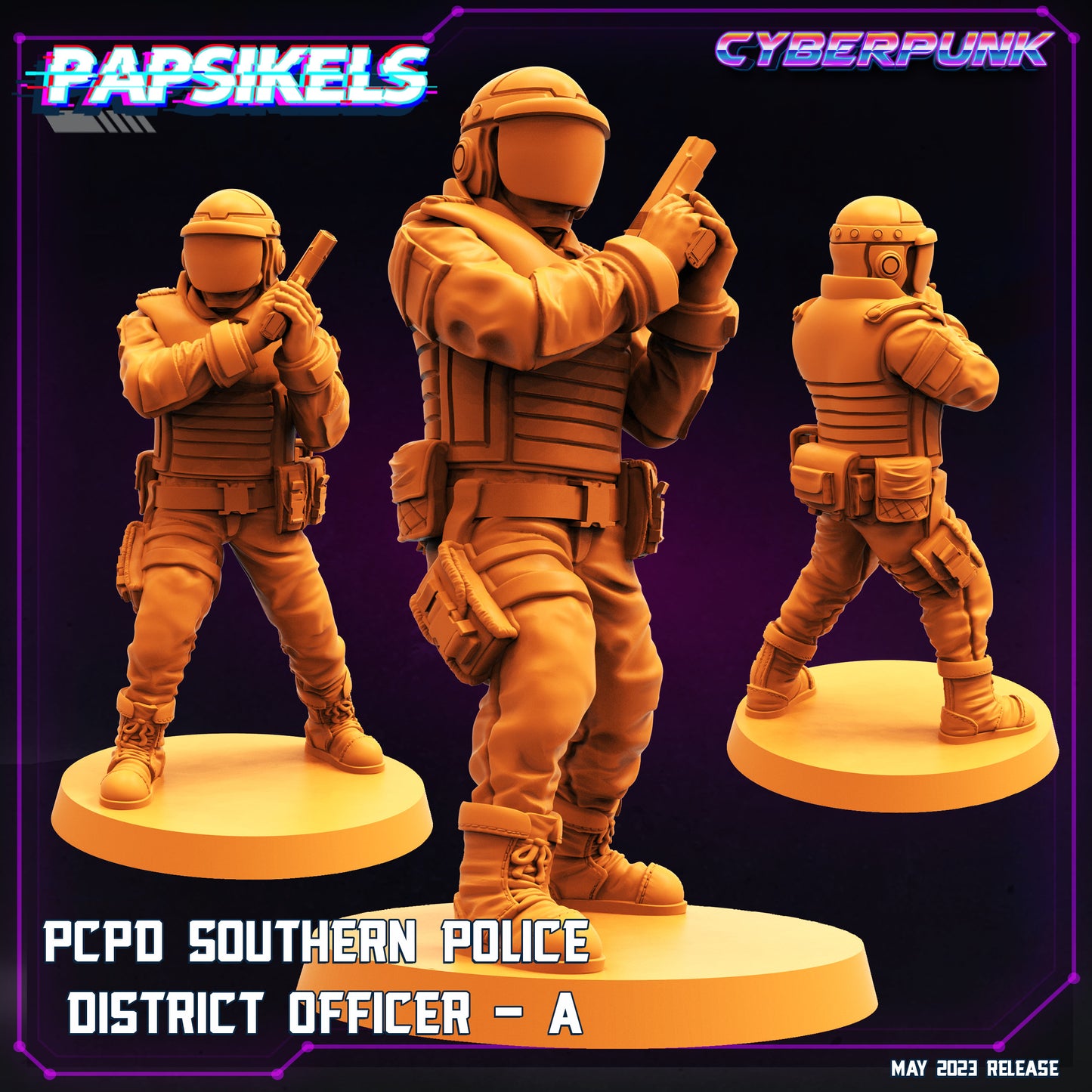 PCPD Police Officer -  Resin Miniature - Tabletop  miniature - Fantasy Miniature - 32mm - D&D -  Sci-fi Miniature - Papsikel