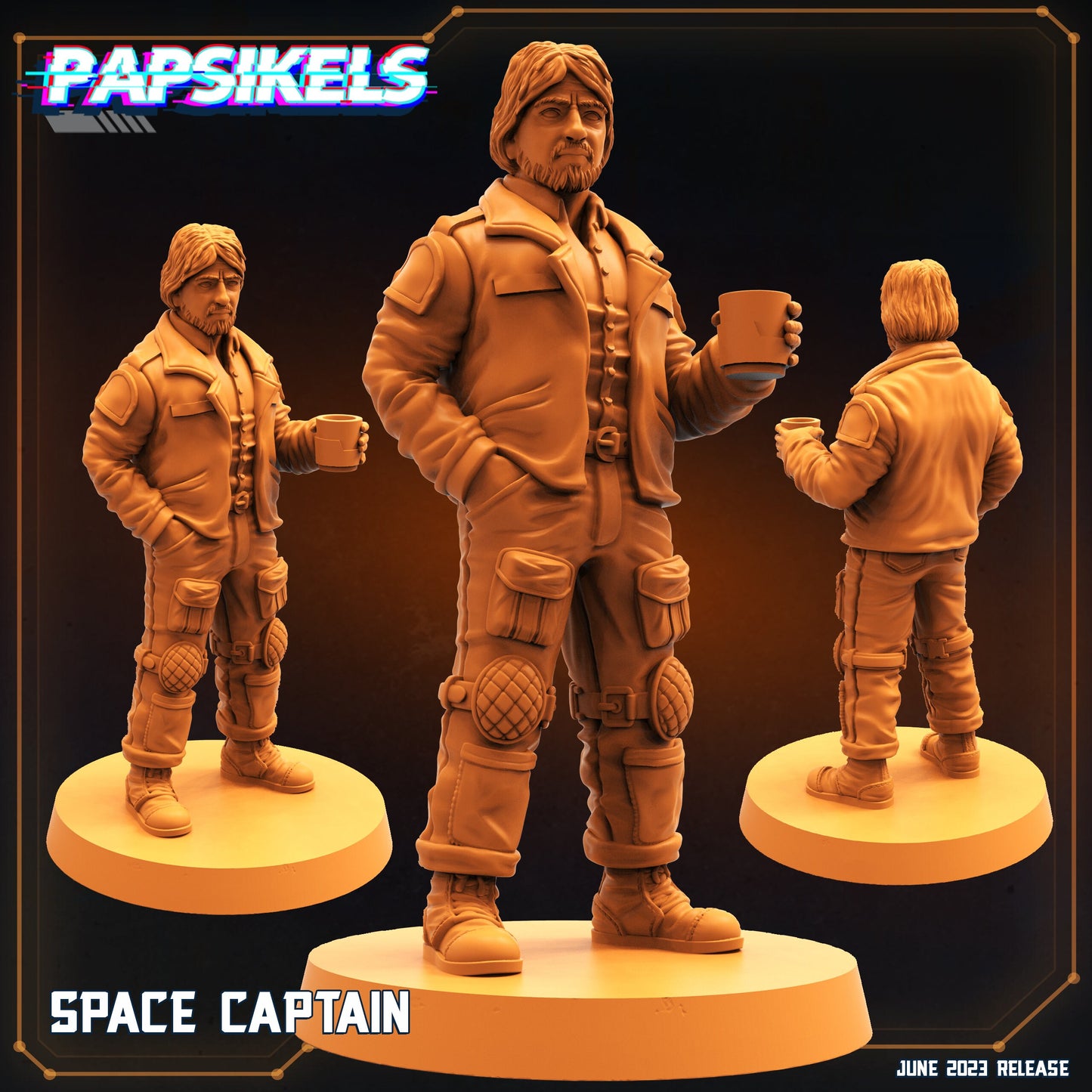 Space Captain - Resin Miniature - Tabletop miniature - Fantasy Miniature - 32mm - D&D - Sci-fi Miniature - Papsikel