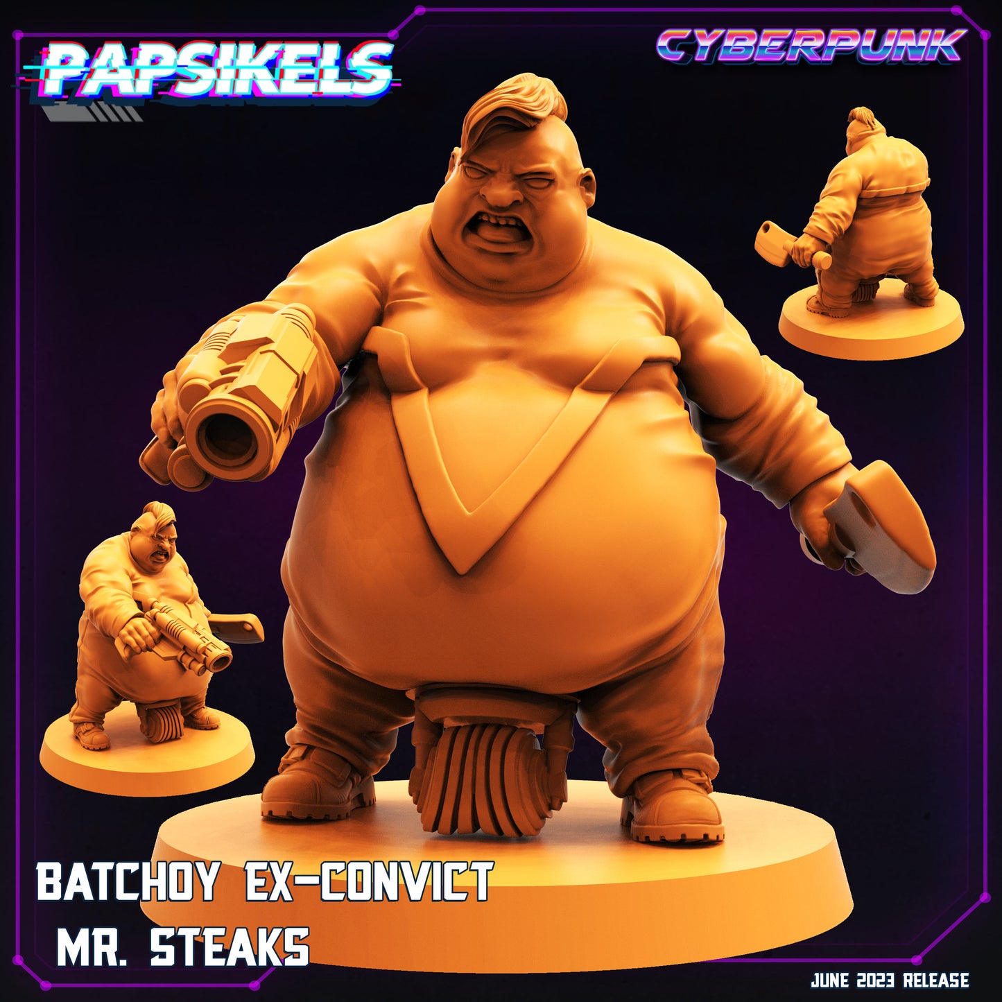 Mr Steaks -  Resin Miniature - Tabletop  miniature - Fantasy Miniature - 32mm - D&D -  Sci-fi Miniature - Papsikel