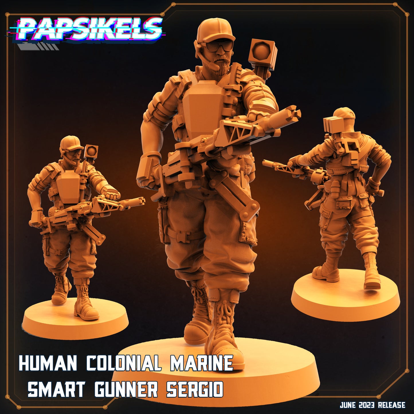 Gunner Sergio -  Resin Miniature - Tabletop  miniature - Fantasy Miniature - 32mm - D&D -  Sci-fi Miniature - Papsikel