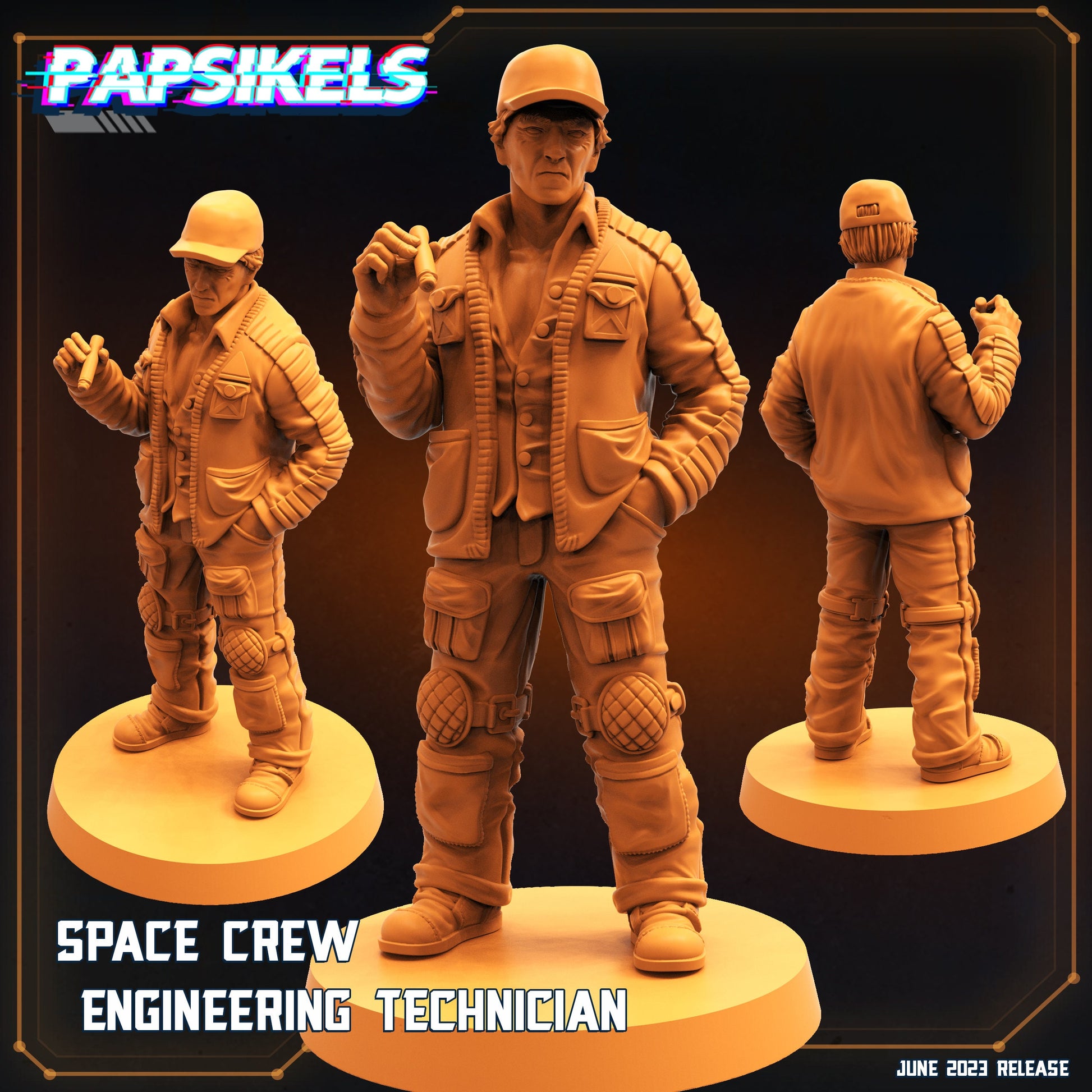 CREW ENGINEERING TECHNICIAN - Resin Miniature - Tabletop miniature - Fantasy Miniature - 32mm - D&D - Sci-fi Miniature - Papsikel