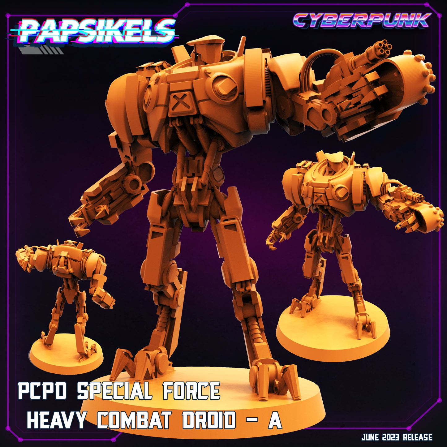 PCPD Heavy Combat Droid -  Resin Miniature - Tabletop  miniature - Fantasy Miniature - 32mm - D&D -  Sci-fi Miniature - Papsikel