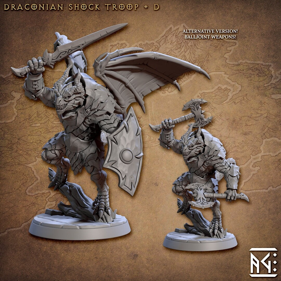 Draconians Shock - Tabletop  miniature - Fantasy - 32mm - D&D  Resin Miniature - Artisan Guild