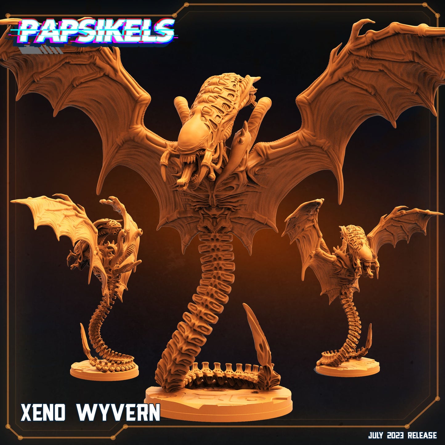 Xeno wyvern -  Resin Miniature - Tabletop  miniature - Fantasy Miniature - 32mm - D&D -  Sci-fi Miniature - Papsikel