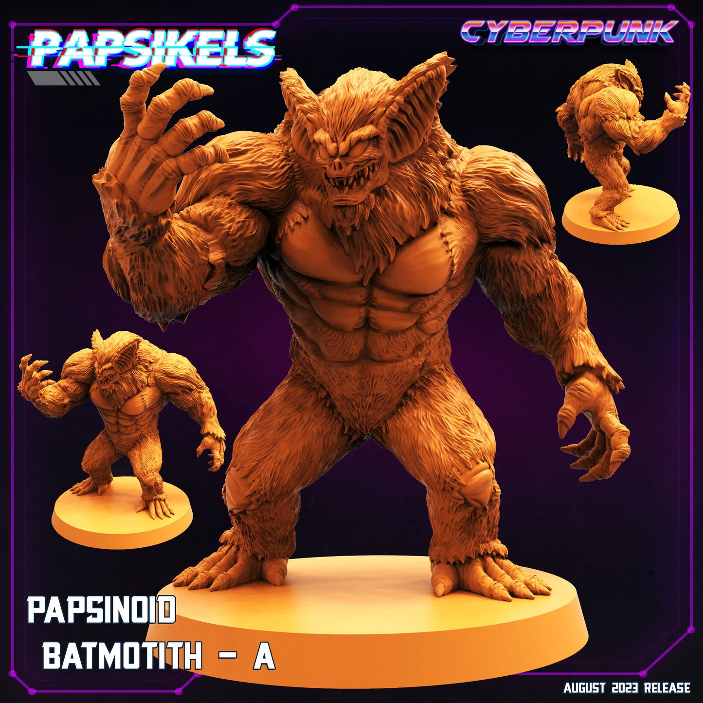 Papsinoid Batmotith - Resin Miniature - Tabletop miniature - Fantasy Miniature - 32mm - D&D - Sci-fi Miniature - Papsikel