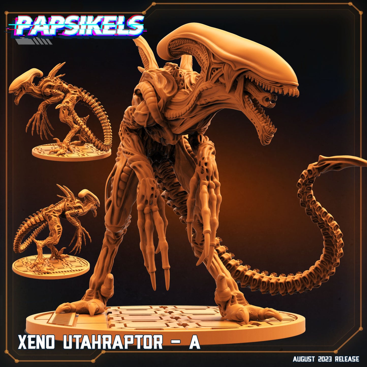 Xeno Utahraptor - Resin Miniature - Tabletop miniature - Fantasy Miniature - 32mm - D&D - Sci-fi Miniature - Papsikel
