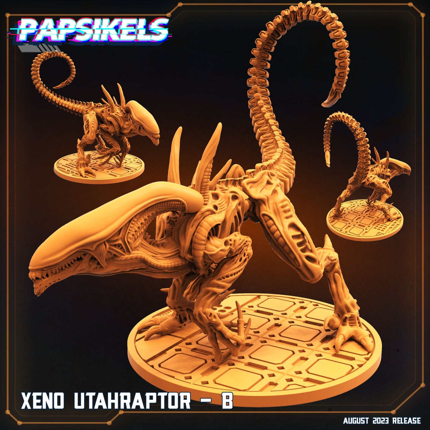 Xeno Utahraptor - Resin Miniature - Tabletop miniature - Fantasy Miniature - 32mm - D&D - Sci-fi Miniature - Papsikel